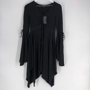 widow goth asymmetrical dress with bell sleeves!!!